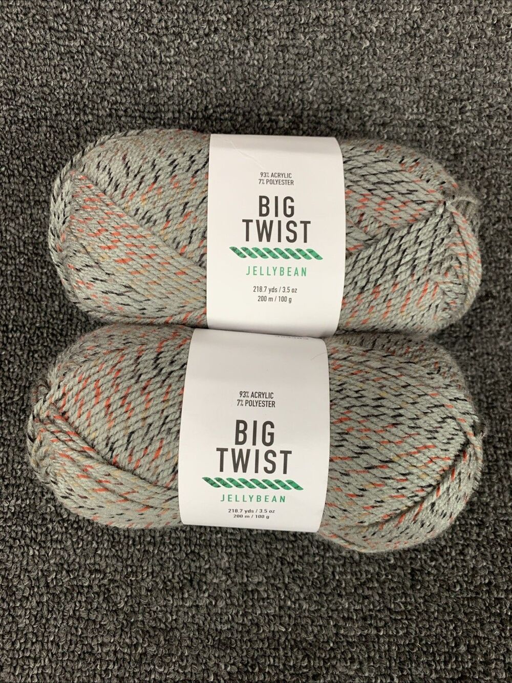 Lot Of 2 Big Twist Jellybean, Colorway Rock Candy, NEW 218.7yds Ea, 3.5oz